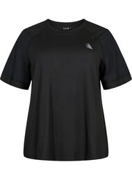 Kortærmet trænings t-shirt med rund hals, Black, Packshot