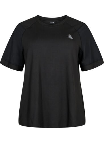 Kortærmet trænings t-shirt med rund hals, Black, Packshot image number 0