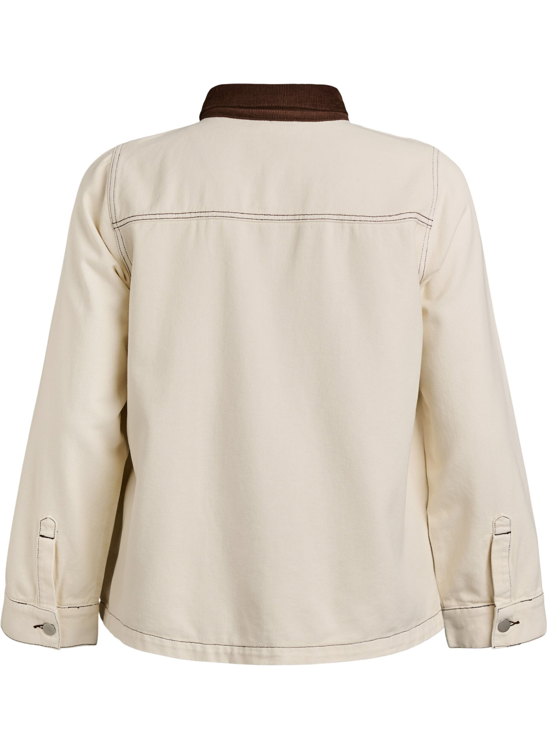 Zizzi Jakke i farvet denim med kontrastkrave, Vanilla, Packshot image number 1