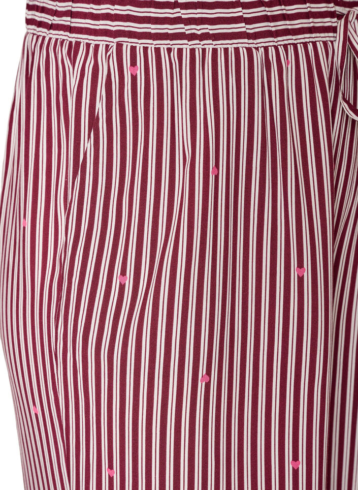 L&oslash;se natbukser med striber og hjerter, M&oslash;rk Bordeaux, Packshot image number 2