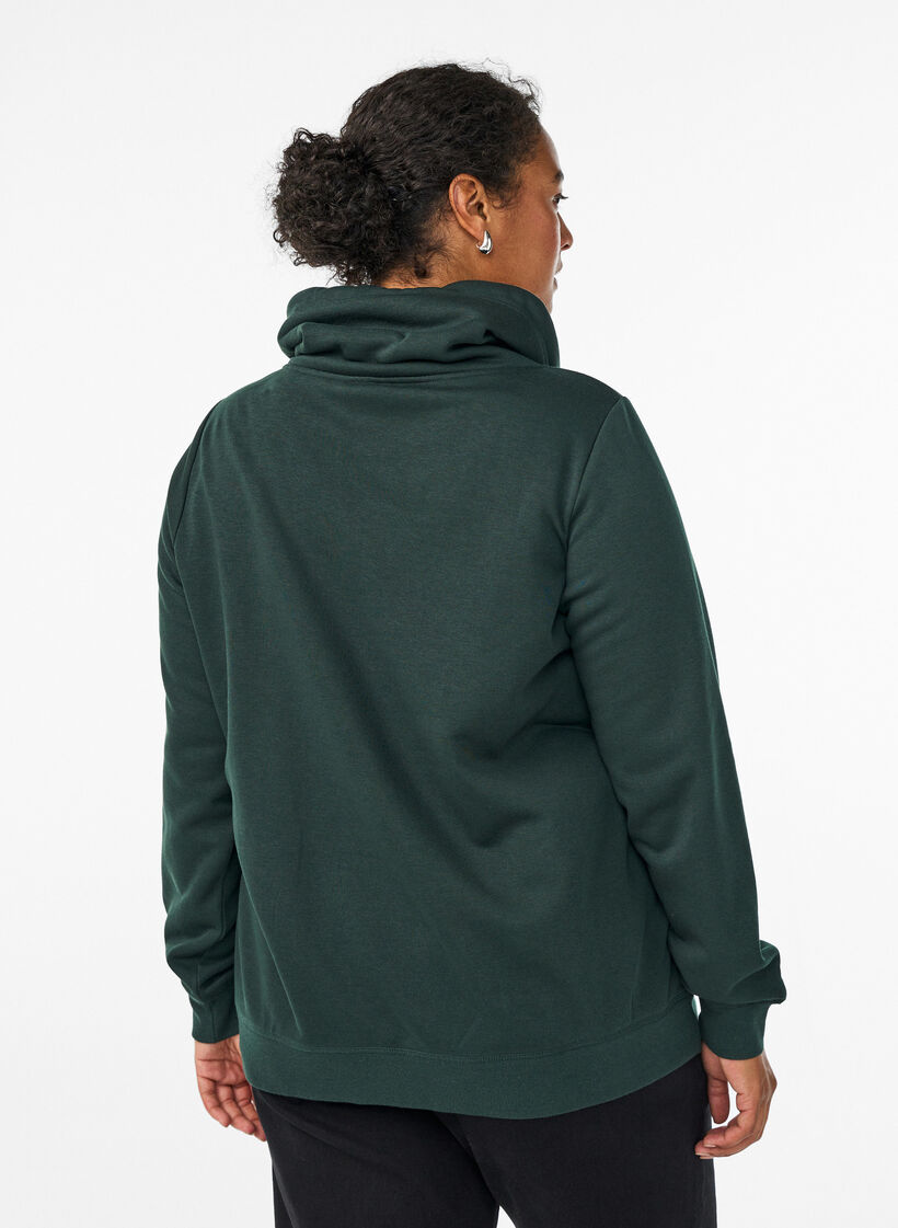 Sweatshirt med h&oslash;j krave og lommer, Gr&oslash;n, Model image number 2