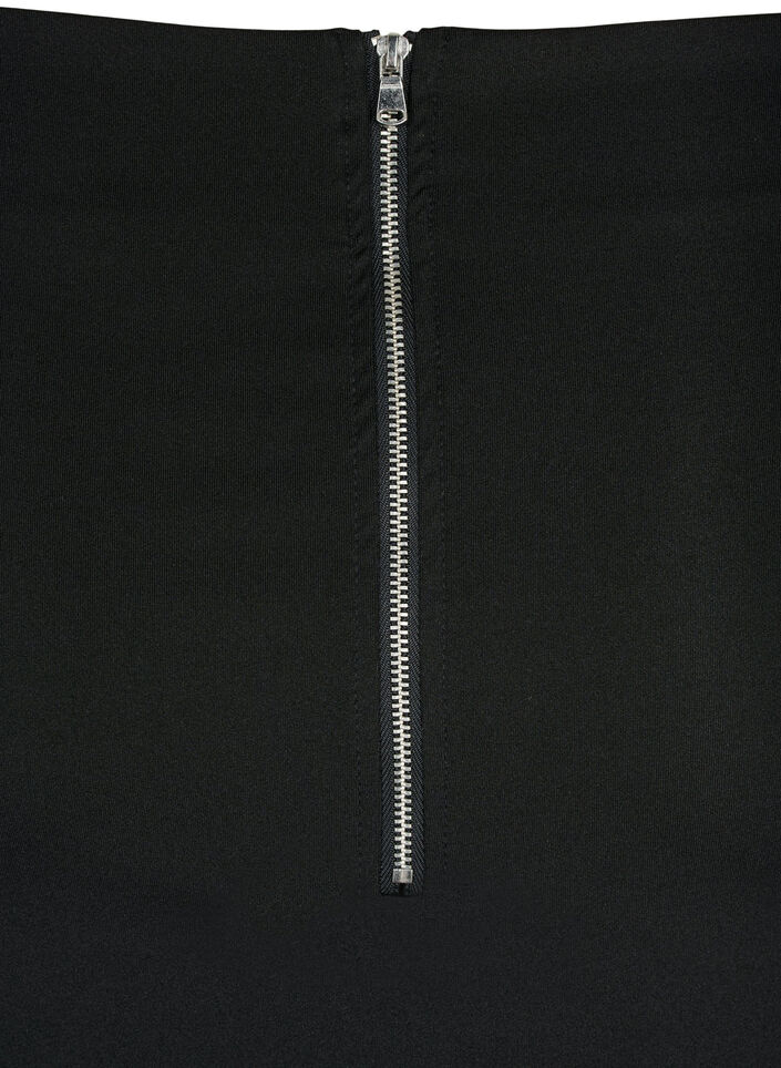 Nederdel med slids og slim fit, Black, Packshot image number 3