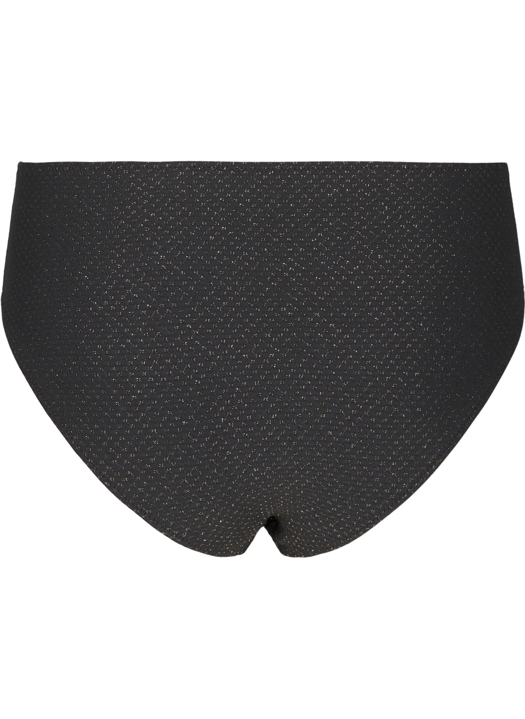 Zizzi Bikiniunderdel med  glimmer og tai-snit, Sort, Packshot image number 1