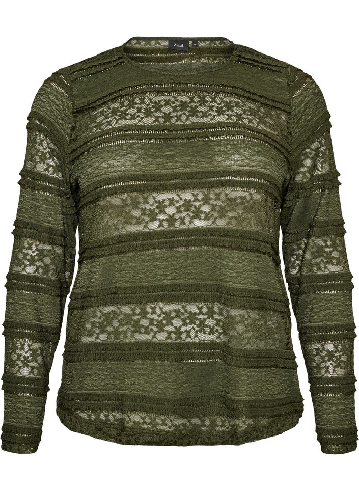 Blondebluse med lange &aelig;rmer, Gr&oslash;n, Packshot image number 0