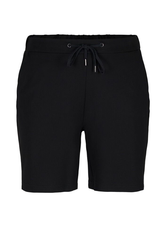 Løse shorts med bindesnøre og lommer, Black, Packshot image number 0