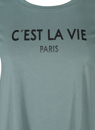 Kortærmet bomulds t-shirt med tryk, Balsam Green PARIS, Packshot image number 2