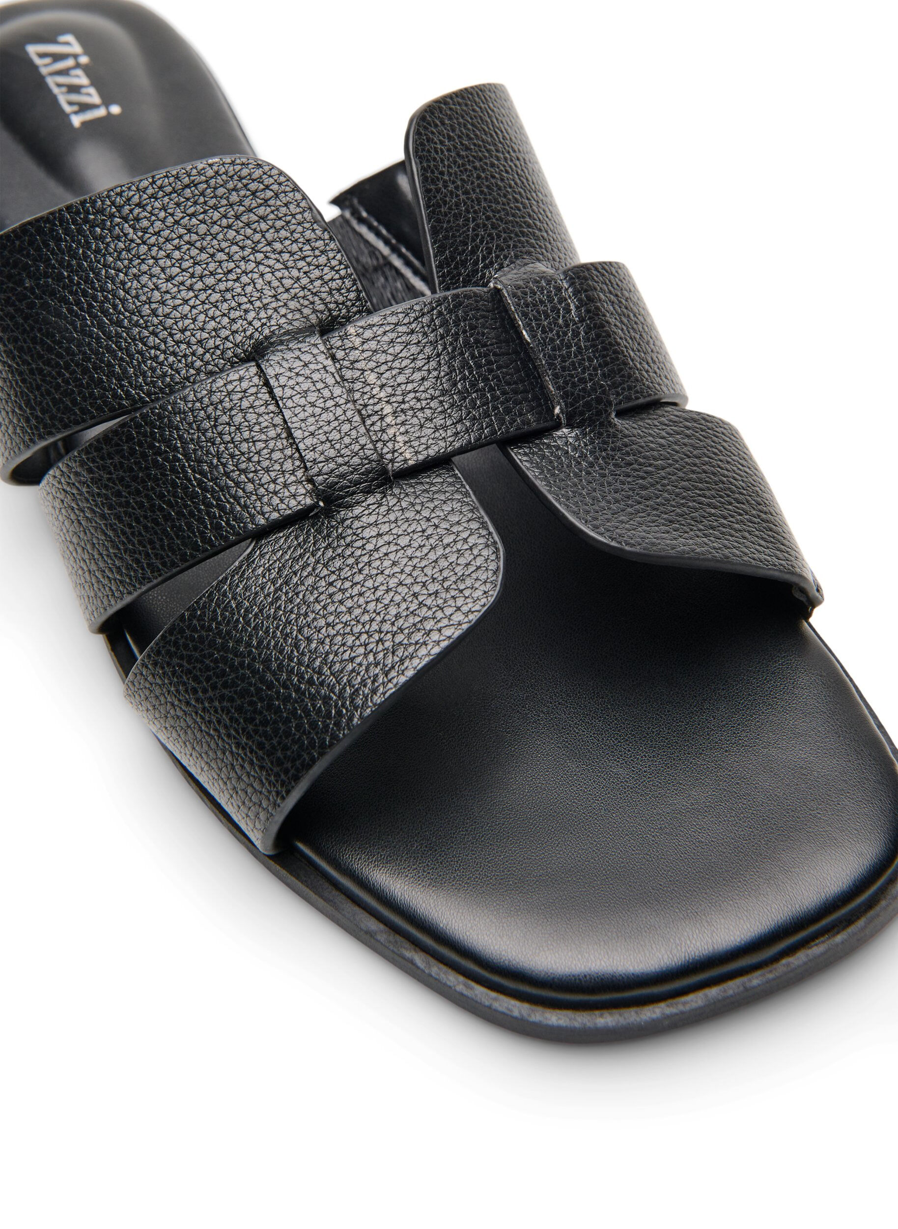 Zizzi Sandal med brede remme og firkantet t&aring;, Sort, Packshot image number 3