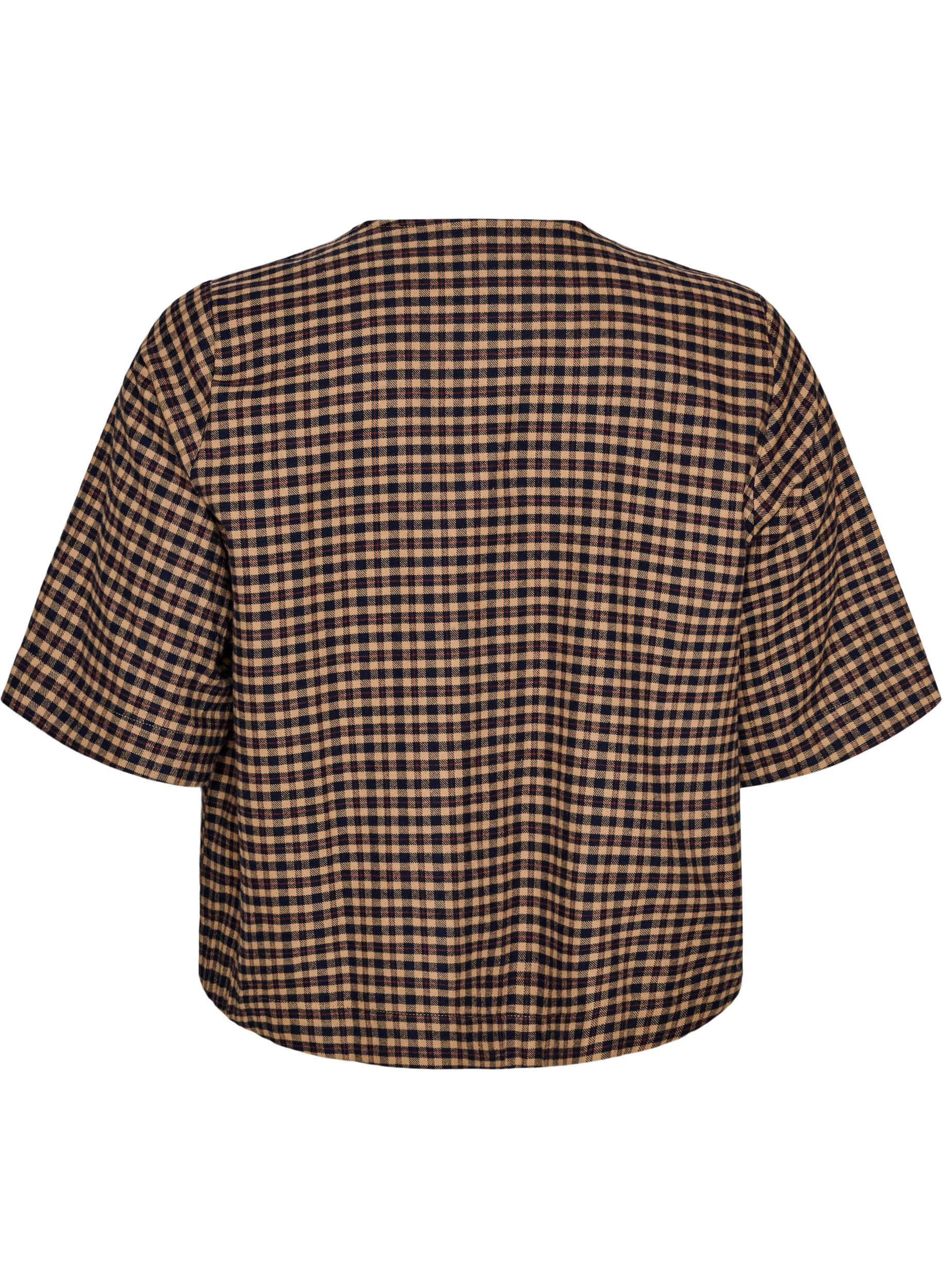 ZizziTernet bluse med brystlommer, Brun, Packshot image number 1