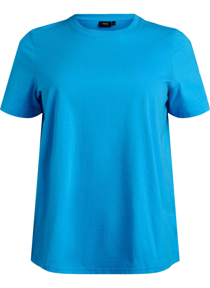 Basis t-shirt i bomuld med rund hals , Bl&aring;, Packshot image number 0