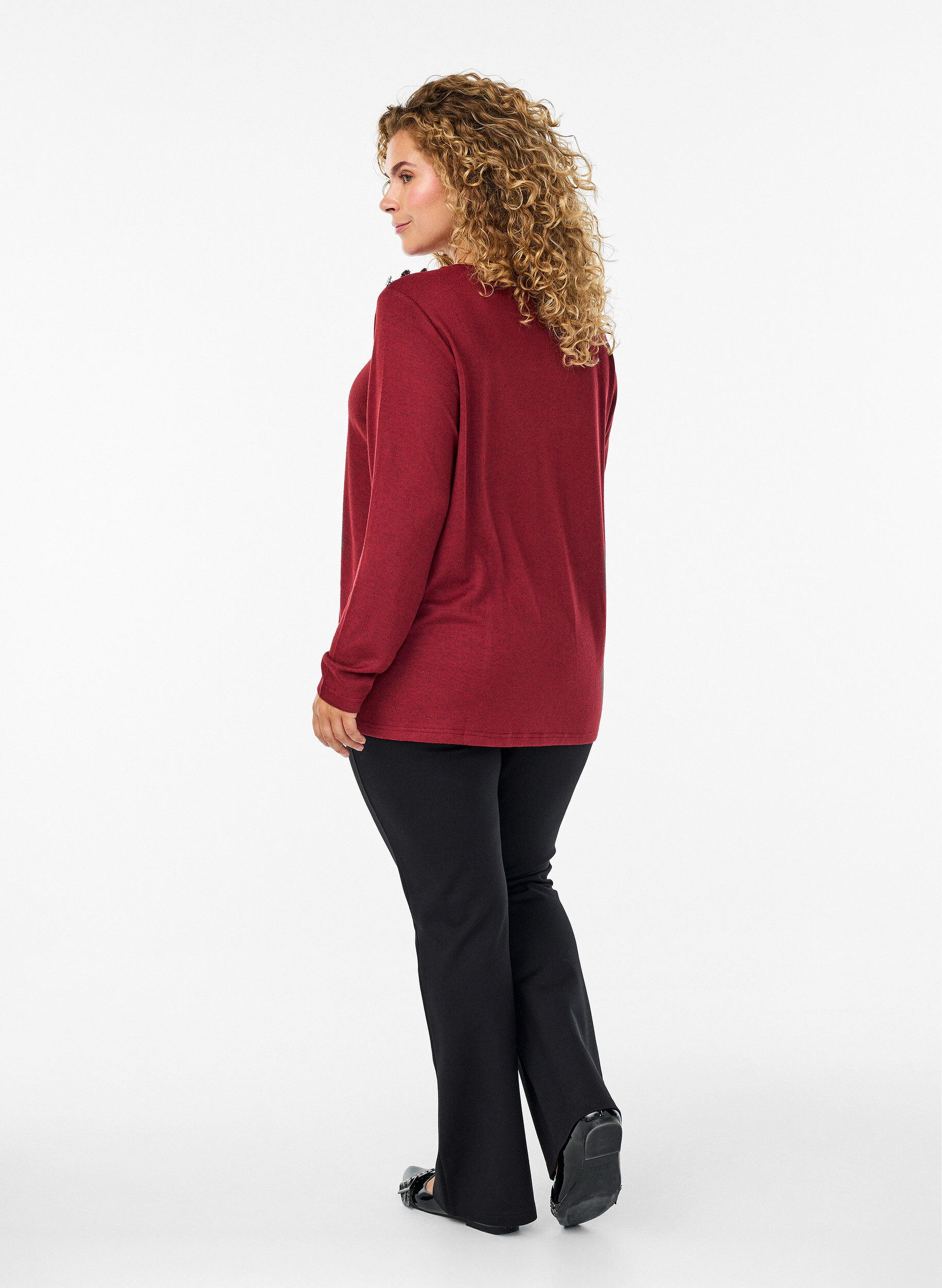 Zizzi Bootcut bukser i viskosemix, Sort, Model image number 1