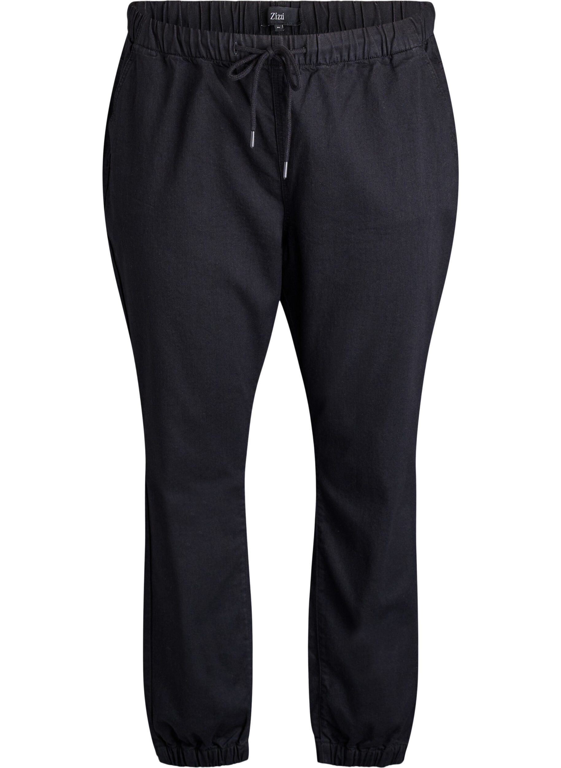 ZizziDenimjoggers med lommer, Sort, Packshot image number 0