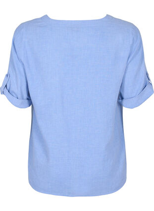Skjorte med 3/4 ærmer og v-udskæring, Ultramarine, Packshot image number 1