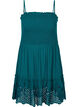 Viskose strandkjole med smock og broderi anglaise, Deep Teal, Packshot image number 0