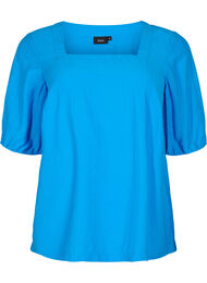 Bluse med ballonærmer, Indigo Bunting