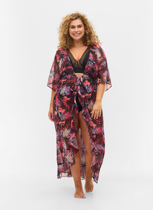 Strand kimono med print, Leaf AOP, Model image number 0