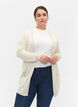 Lang strikcardigan i viskosemix, Beige, Model image number 0