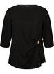 Bluse med asymmetrisk drapering og 3/4 &aelig;rmer, Sort, Packshot image number 0