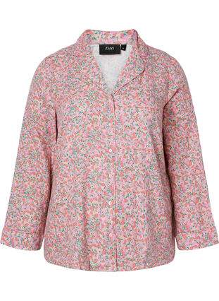 Bomulds natskjorte med blomsterprint, Powder Pink, Packshot image number 0