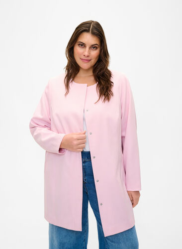 Forårsjakke med skjult knaplukning, Parfait Pink, Model image number 0