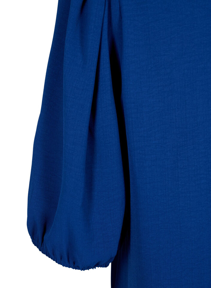 Kortærmet bluse med sløjfe bagpå, Estate Blue, Packshot image number 3