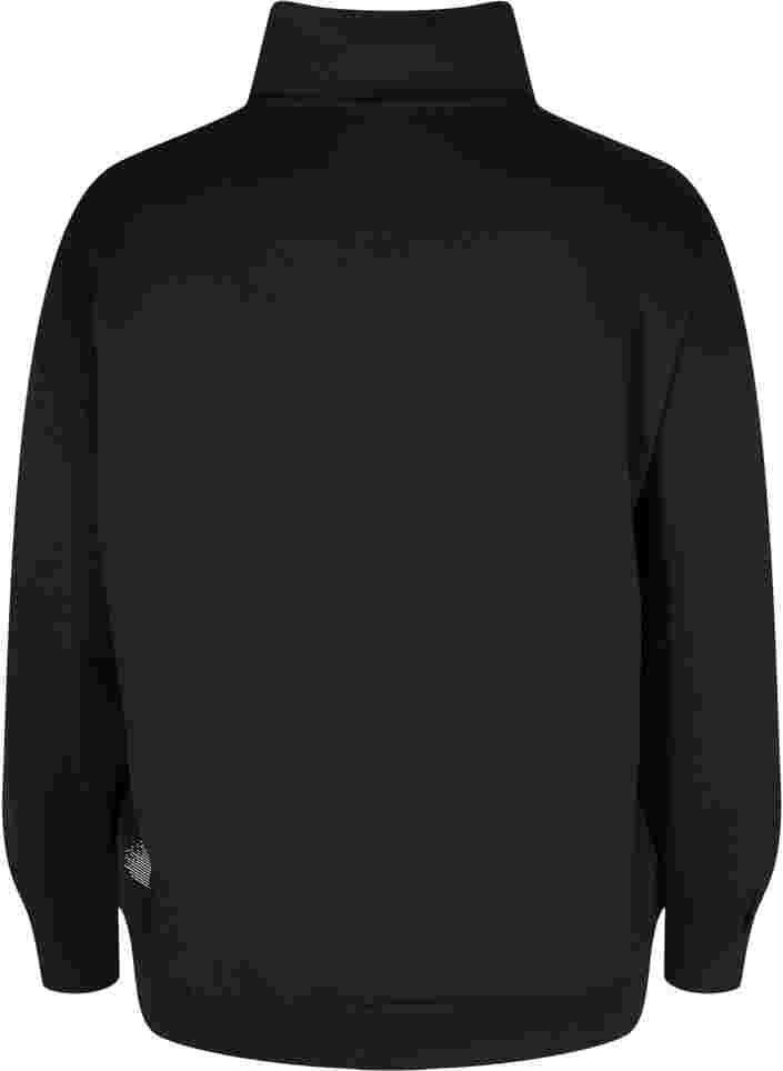 Højhalset sweatshirt med lynlås, Black, Packshot image number 1