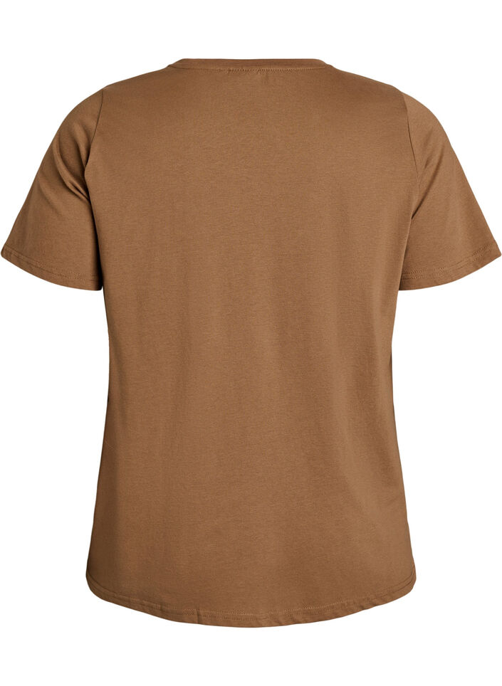 T-shirt med motiv , Brun, Packshot image number 1