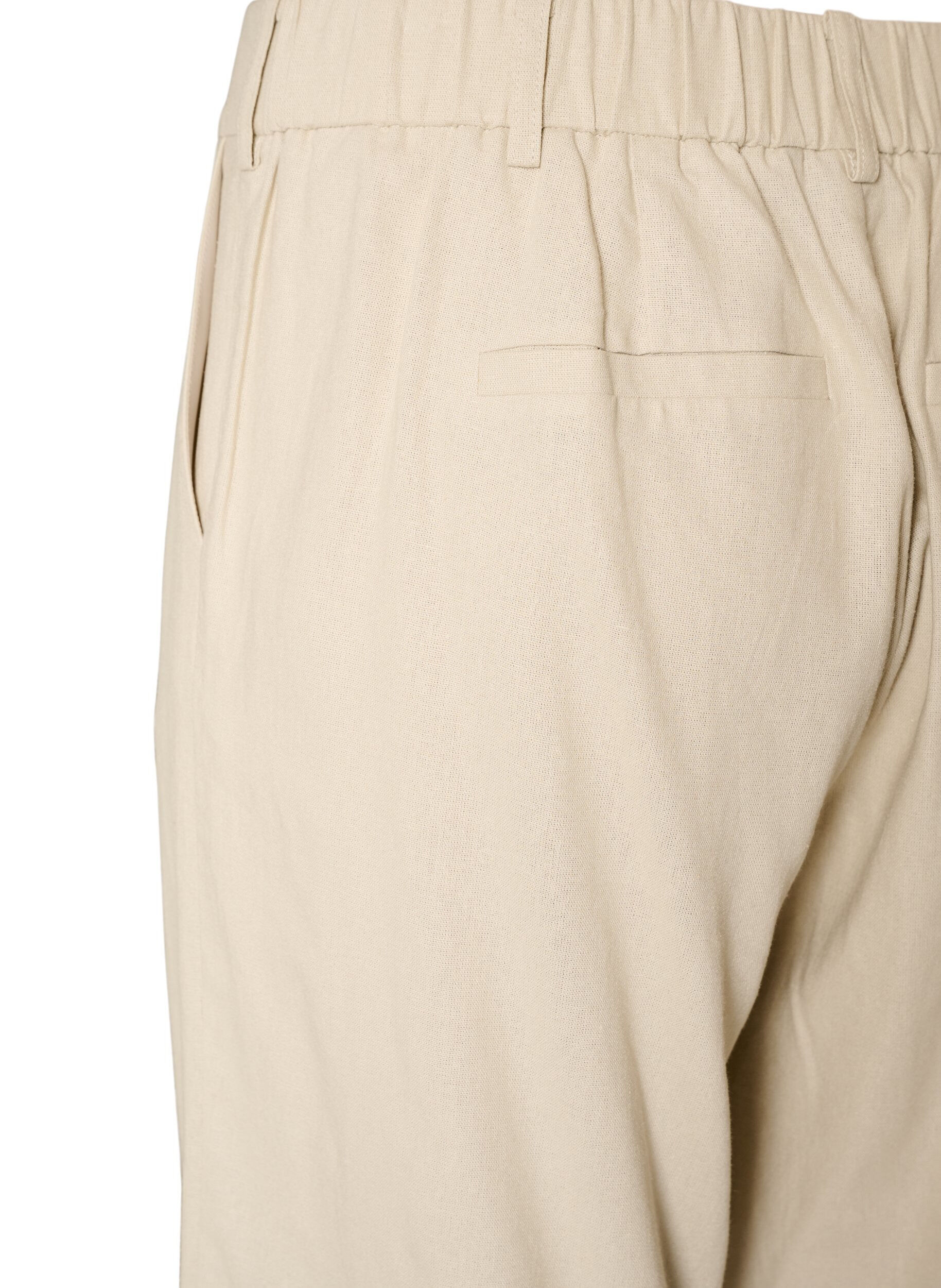 ZizziBermudashorts i h&oslash;r og viskose med h&oslash;j talje, Beige, Packshot image number 3