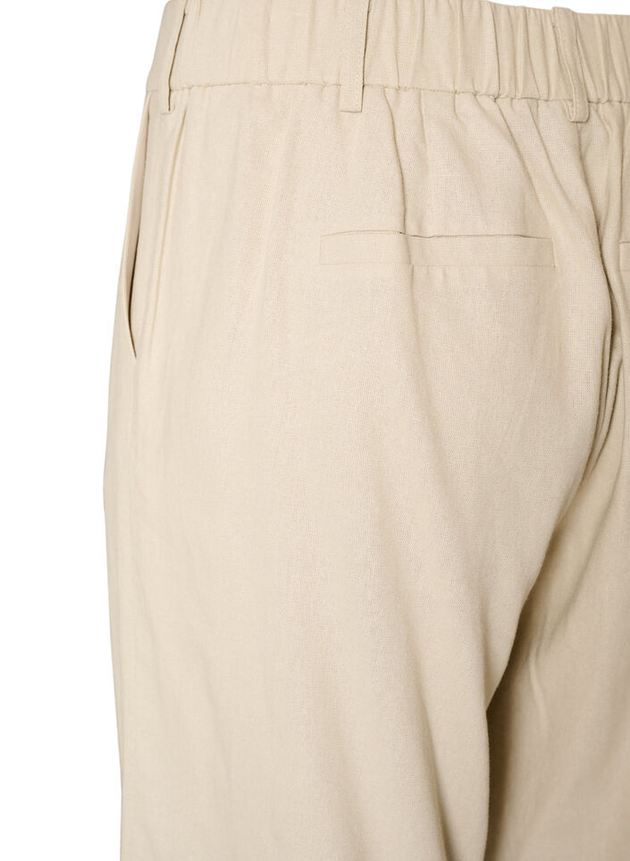 Bermudashorts i h&oslash;r og viskose med h&oslash;j talje, Beige, Packshot image number 3