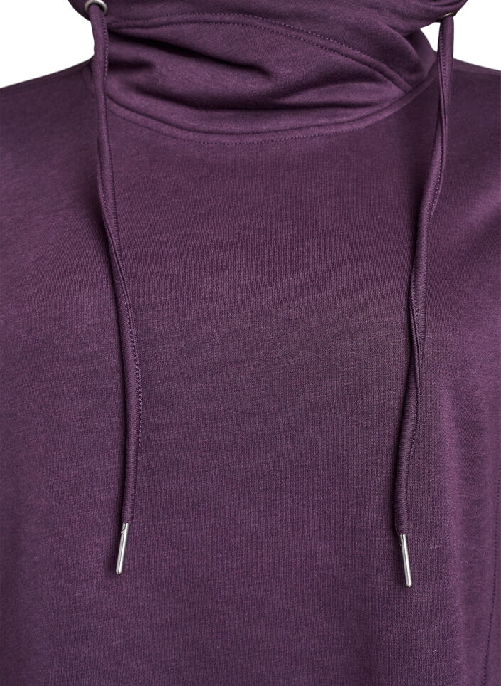 Kort sweatkjole med h&oslash;j krave og lommer, Lilla, Packshot image number 2