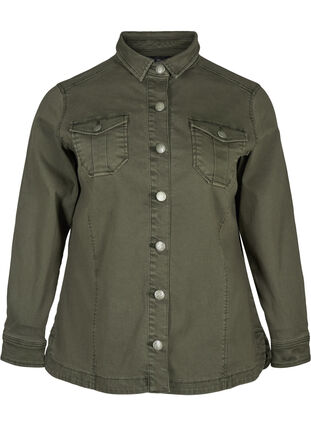 Kort jakke i bomuld, Army Green, Packshot image number 0