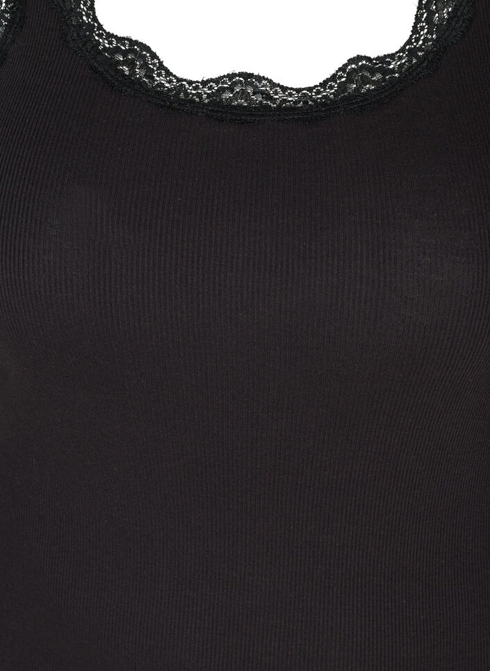 Top med blondekant, Sort, Packshot image number 2