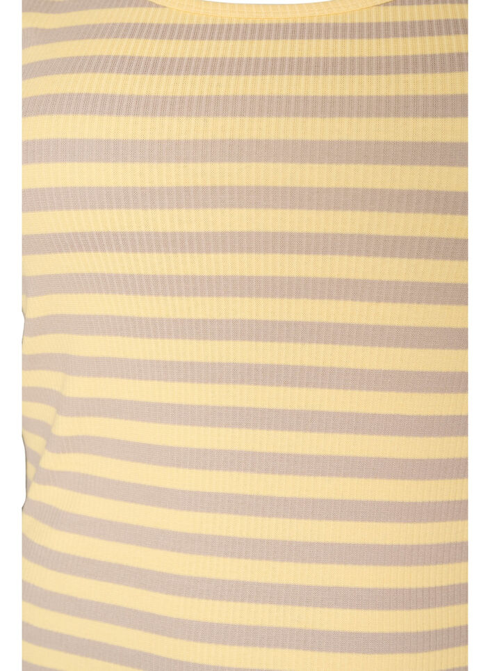 Stribet tanktop med ribstruktur, Gul, Packshot image number 2