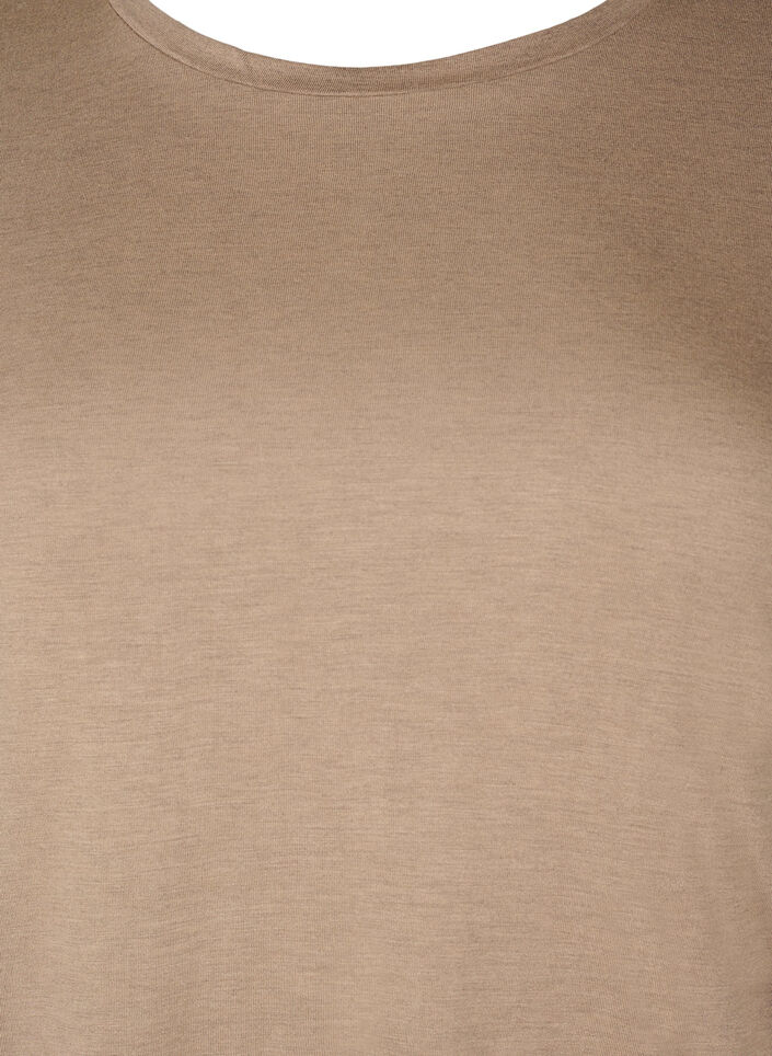 Lang&aelig;rmet bluse i uld og viskose, Brun, Packshot image number 2