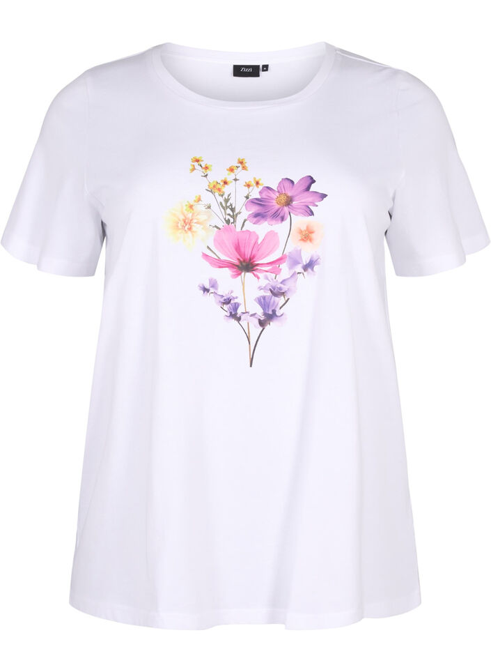T-shirts med blomster motiv, Bright W. w. Flower, Packshot image number 0