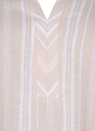 Stribet bluse i hør-viskosemix, Beige White Stripe, Packshot image number 2