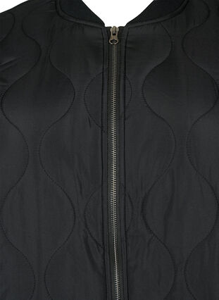 Lang quiltet jakke med lommer og lynlås, Black, Packshot image number 2