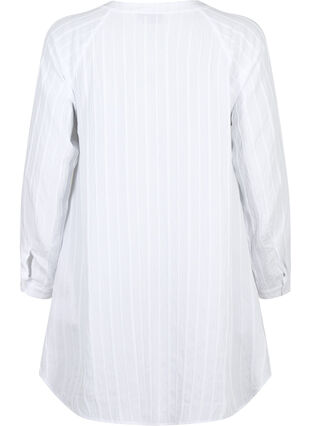 Lang viskose skjorte med stribet struktur, Bright White, Packshot image number 1