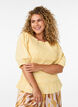 Smockbluse med fl&aelig;sekant og b&aring;dhals, Gul, Model image number 0