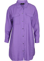 Lang viskose skjorte med knapper, Royal Lilac