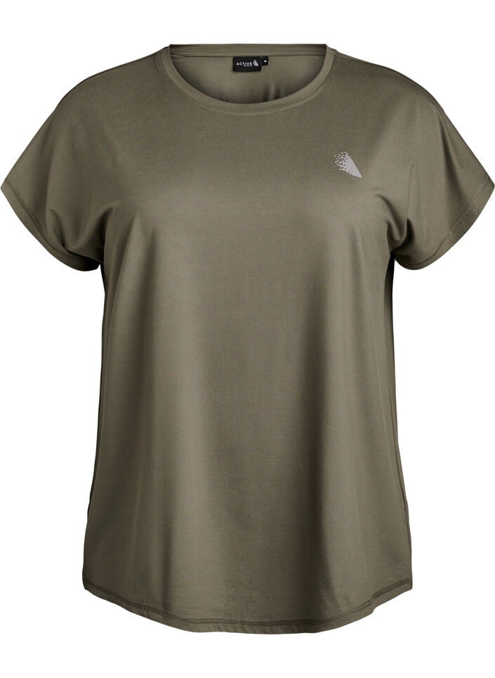 Ensfarvet tr&aelig;nings t-shirt, Gr&oslash;n, Packshot image number 0
