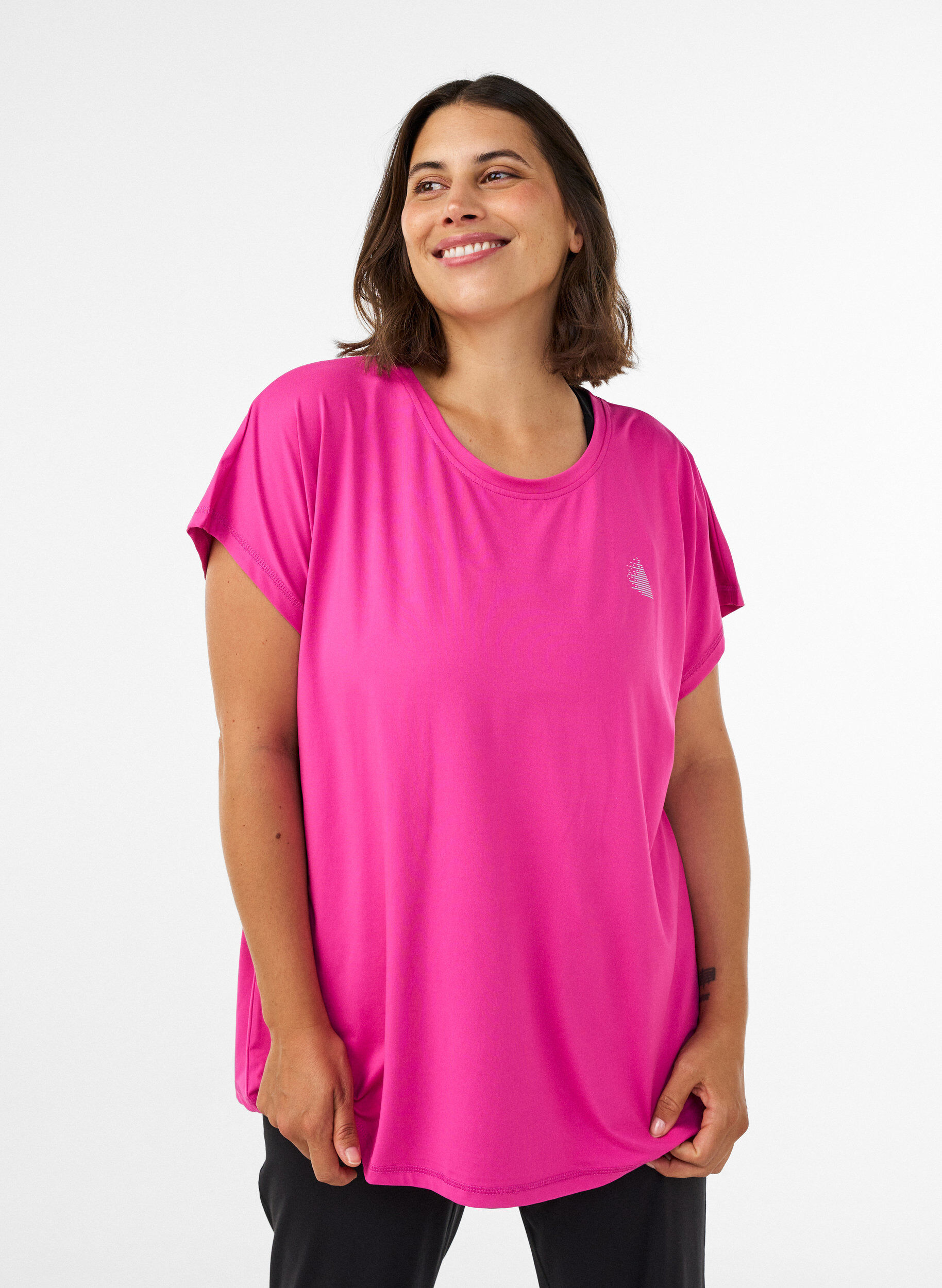 Ensfarvet tr&aelig;nings t-shirt, Lyser&oslash;d, Model