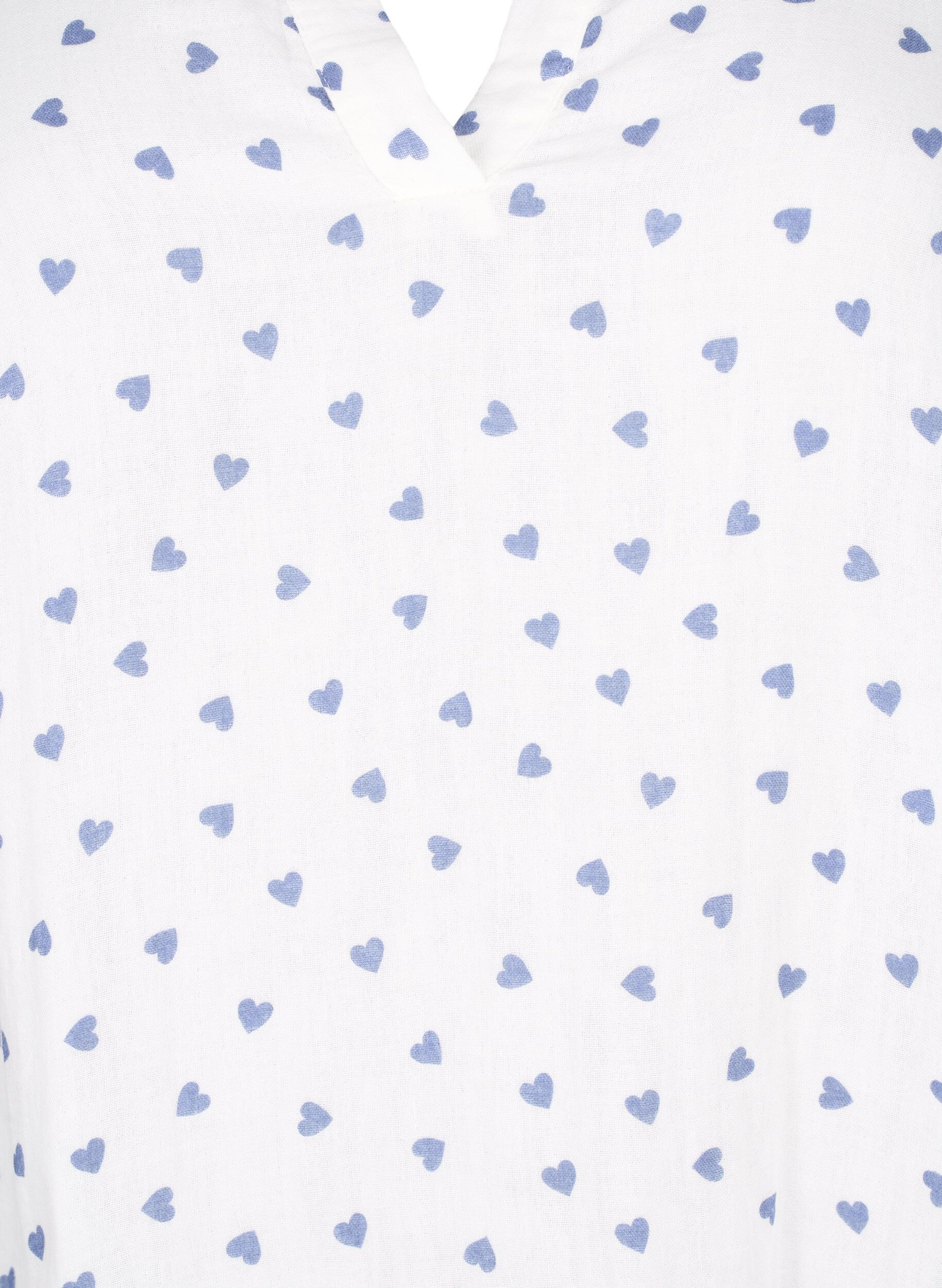 Zizzi Bomuldskjole med hjerteprint , Bright White Heart, Packshot image number 2