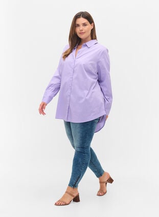 Langærmet skjorte med høj cuff, Lavender, Model image number 2