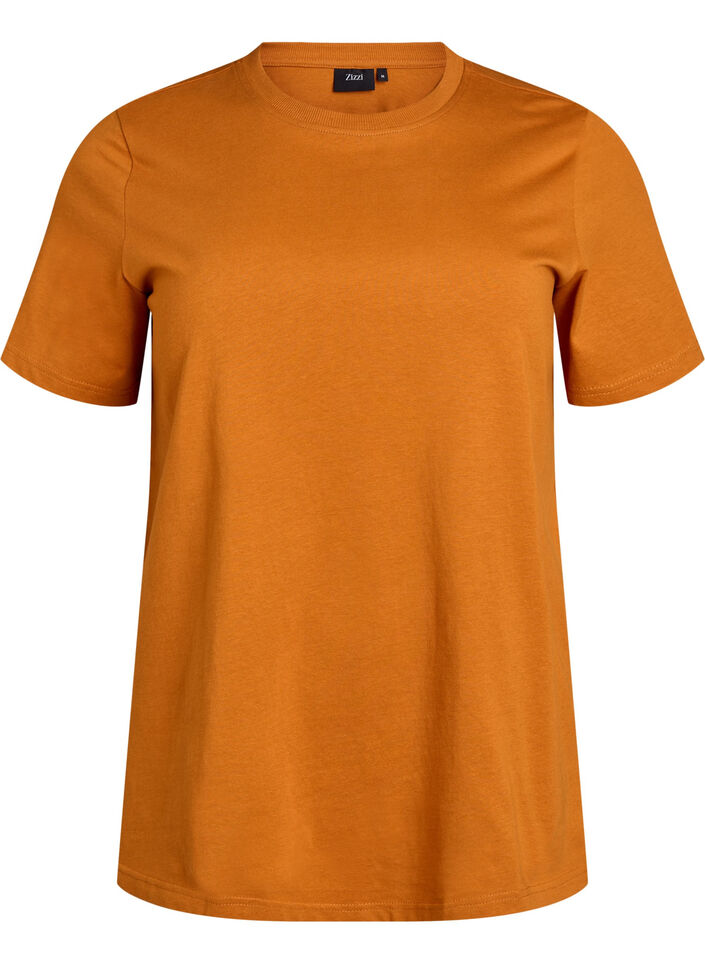Basis t-shirt i bomuld med rund hals , Orange, Packshot image number 0