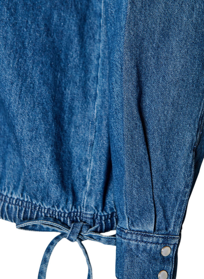 Denimbluse med ballonpasform, Bl&aring;, Packshot