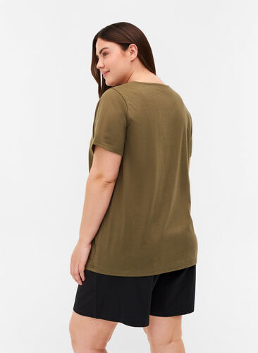 Bomulds t-shirt med tryk , Ivy Green, Model image number 1