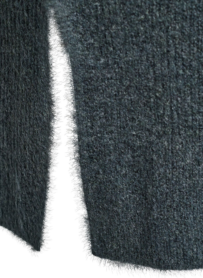 Lang strikkjole med høj hals, Grøn, Packshot image number 3