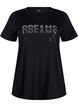 Bomulds t-shirt med rhinesten motiv, Black w. Dream, Packshot image number 0