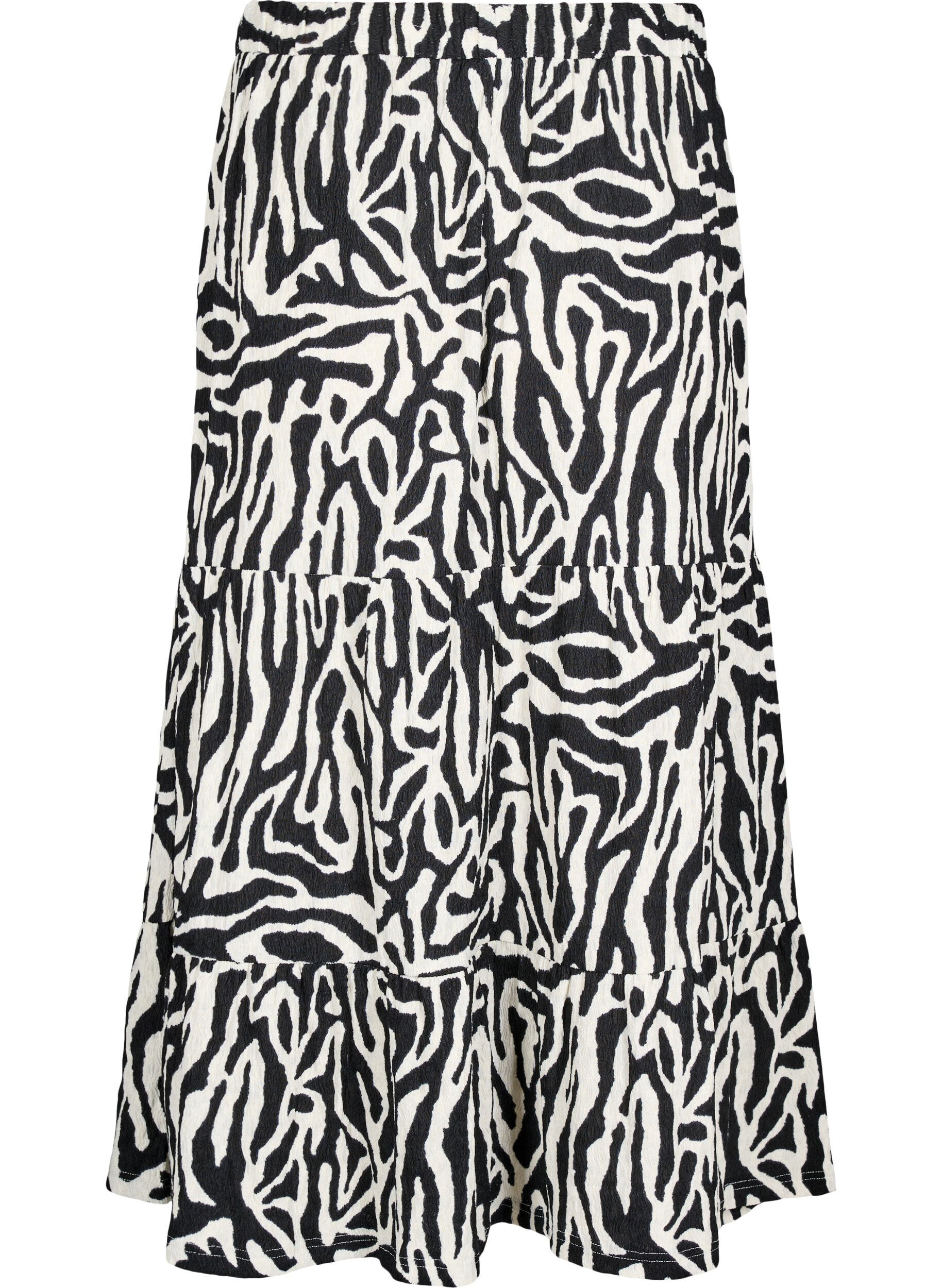 Zizzi Lang nederdel med zebram&oslash;nster, Black w. White Zebra, Packshot image number 1