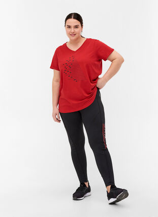 Bomulds trænings t-shirt med tryk, Haute Red, Model image number 3